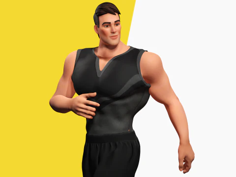 Muscular Sportsman Athlete Rigged Stylized Fit Male Model 3D Model