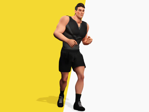 Muscular Sportsman Athlete Rigged Stylized Fit Male Model 3D Model