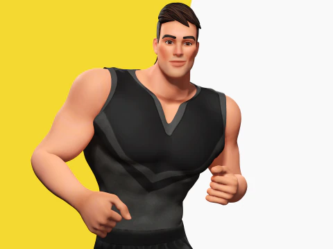Muscular Sportsman Athlete Rigged Stylized Fit Male Model 3D Model