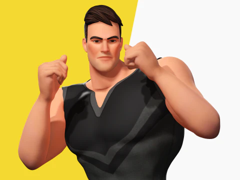 Muscular Sportsman Athlete Rigged Stylized Fit Male Model 3D Model