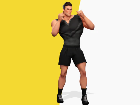 Muscular Sportsman Athlete Rigged Stylized Fit Male Model 3D Model