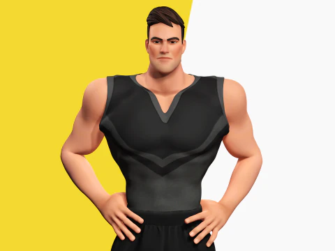 Muscular Sportsman Athlete Rigged Stylized Fit Male Model 3D Model