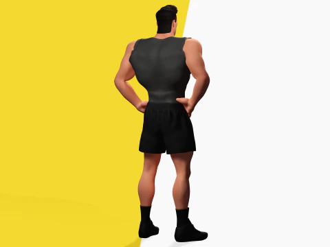 Muscular Sportsman Athlete Rigged Stylized Fit Male Model 3D Model