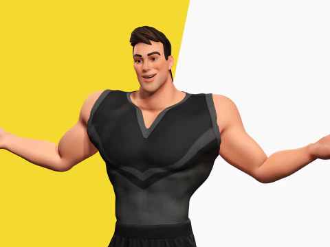 Muscular Sportsman Athlete Rigged Stylized Fit Male Model 3D Model