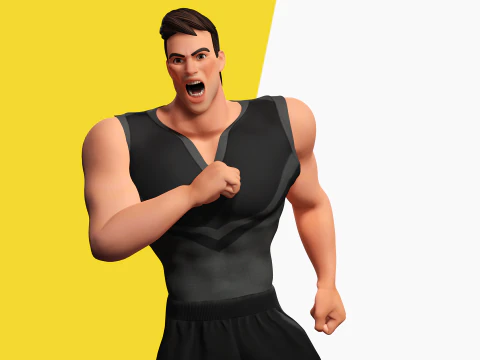 Muscular Sportsman Athlete Rigged Stylized Fit Male Model 3D Model