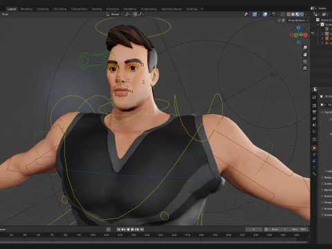 Muscular Sportsman Athlete Rigged Stylized Fit Male Model 3D Model