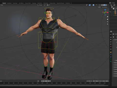 Muscular Sportsman Athlete Rigged Stylized Fit Male Model 3D Model