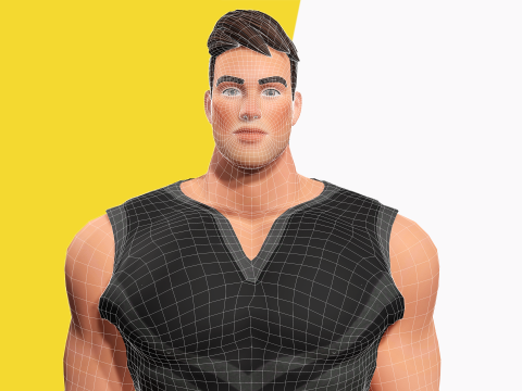 Muscular Sportsman Athlete Rigged Stylized Fit Male Model 3D मॉडल
