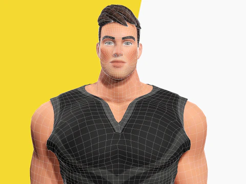 Muscular Sportsman Athlete Rigged Stylized Fit Male Model 3D Model