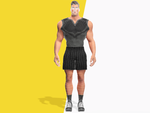 Muscular Sportsman Athlete Rigged Stylized Fit Male Model 3D मॉडल