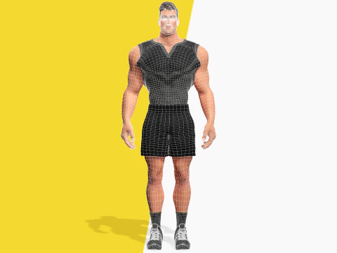 Muscular Sportsman Athlete Rigged Stylized Fit Male Model 3D Model