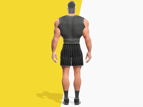 Muscular Sportsman Athlete Rigged Stylized Fit Male Model 3D Model