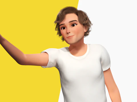 Charmante jongeman opgetuigd expressieve 3D-gelukkige jongen 3D Model