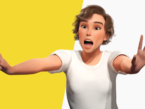 Charmante jongeman opgetuigd expressieve 3D-gelukkige jongen 3D Model