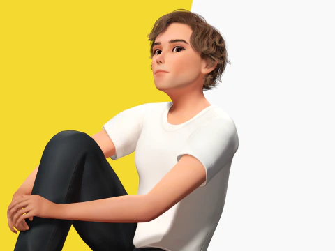 Charmante jongeman opgetuigd expressieve 3D-gelukkige jongen 3D Model