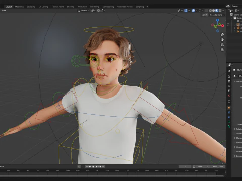 Charmante jongeman opgetuigd expressieve 3D-gelukkige jongen 3D Model