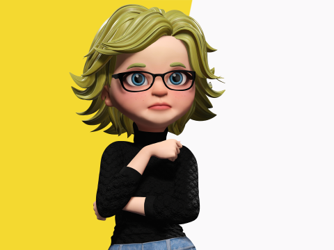Chic and Intelligent Look Rigged Stylized Cute Nerdy Girl 3D Model 3D