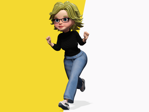 Chic and Intelligent Look Rigged Stylized Cute Nerdy Girl 3D Model 3D
