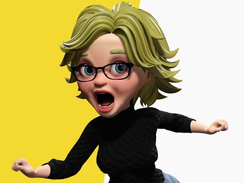 Chic and Intelligent Look Rigged Stylized Cute Nerdy Girl 3D Model 3D