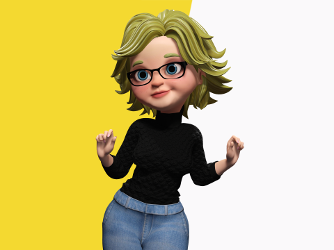 Chic and Intelligent Look Rigged Stylized Cute Nerdy Girl 3D Model 3D