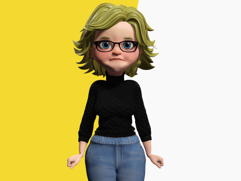 Chic and Intelligent Look Rigged Stylized Cute Nerdy Girl 3D Model 3D