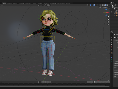 Chic and Intelligent Look Rigged Stylized Cute Nerdy Girl 3D Model 3D