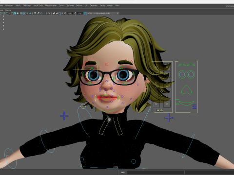 Chic and Intelligent Look Rigged Stylized Cute Nerdy Girl 3D Model 3D