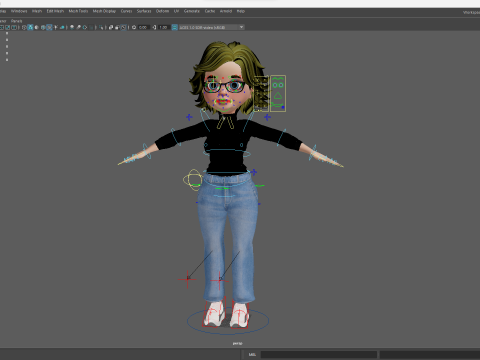 Chic and Intelligent Look Rigged Stylized Cute Nerdy Girl 3D Model 3D