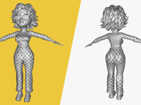Chic and Intelligent Look Rigged Stylized Cute Nerdy Girl 3D Model 3D