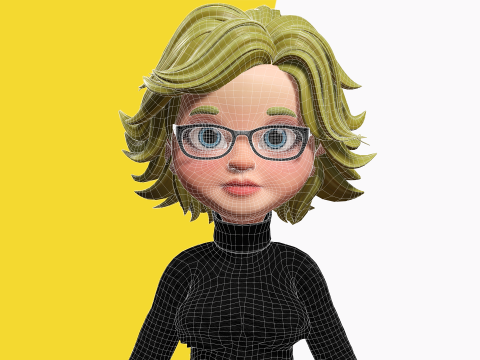 Chic and Intelligent Look Rigged Stylized Cute Nerdy Girl 3D Model 3D