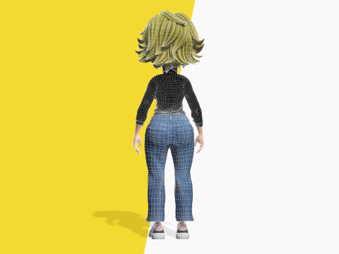 Chic and Intelligent Look Rigged Stylized Cute Nerdy Girl 3D Model 3D