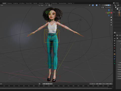 Natural Curly Hair Rigged Stylized 3D Female Expressive Char Modelo 3D
