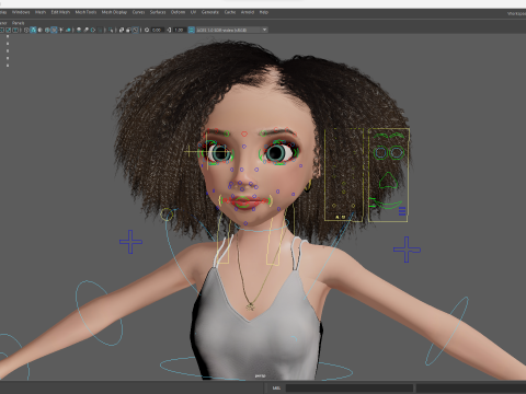 Natural Curly Hair Rigged Stylized 3D Female Expressive Char Modelo 3D