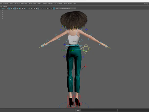 自然な巻き毛リグ様式化された 3D 女性の表現力豊かなシャア 3Dモデル