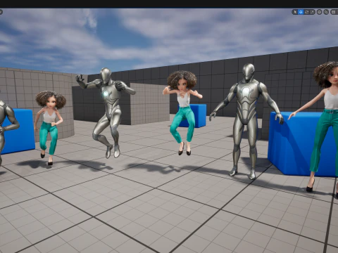 自然な巻き毛リグ様式化された 3D 女性の表現力豊かなシャア 3Dモデル