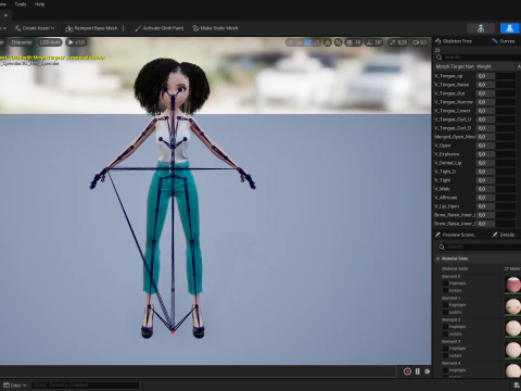 自然な巻き毛リグ様式化された 3D 女性の表現力豊かなシャア 3Dモデル
