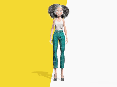 自然な巻き毛リグ様式化された 3D 女性の表現力豊かなシャア 3Dモデル