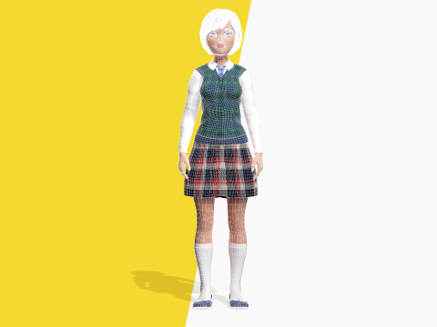Red Hair and School Outfit Rigged Stylized High School Girl 3D Model