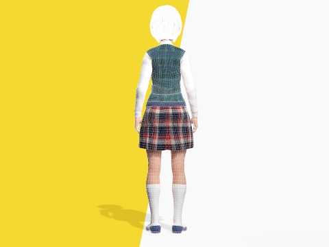 Red Hair and School Outfit Rigged Stylized High School Girl 3D Model