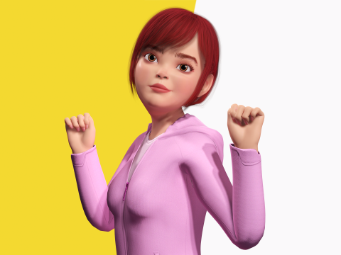 Sleepwear Pajama Outfit and Playful Pose Stylized 3D Cute 3D Model