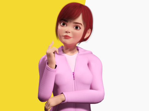 Sleepwear Pajama Outfit and Playful Pose Stylized 3D Cute 3D Model