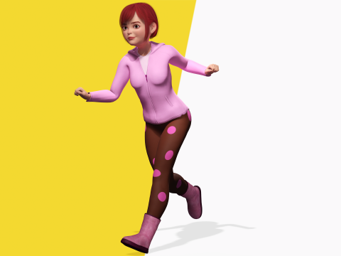 Sleepwear Pajama Outfit and Playful Pose Stylized 3D Cute 3D Model