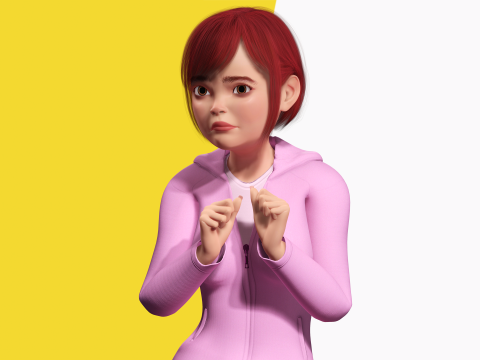 Sleepwear Pajama Outfit and Playful Pose Stylized 3D Cute 3D Model