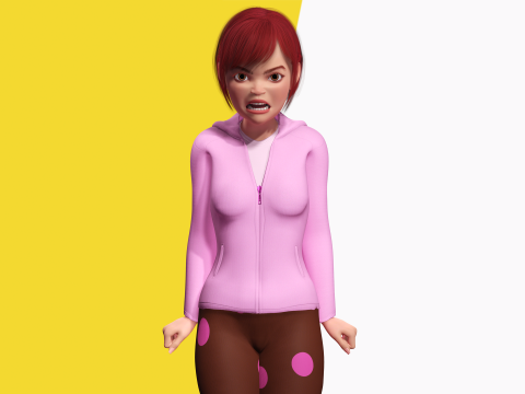 Sleepwear Pajama Outfit and Playful Pose Stylized 3D Cute 3D Model