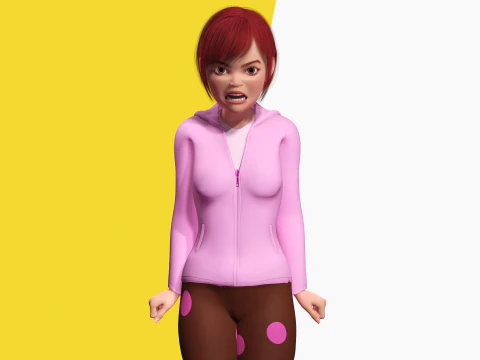 Sleepwear Pajama Outfit and Playful Pose Stylized 3D Cute 3D Model