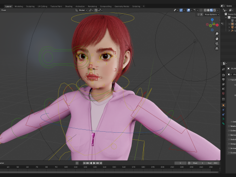 Sleepwear Pajama Outfit and Playful Pose Stylized 3D Cute 3D Model