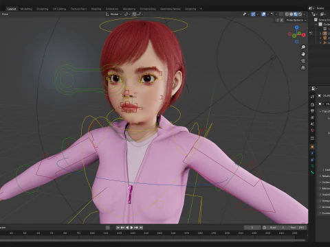 Sleepwear Pajama Outfit and Playful Pose Stylized 3D Cute 3D Model