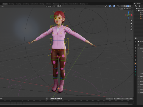 Sleepwear Pajama Outfit and Playful Pose Stylized 3D Cute 3D Model