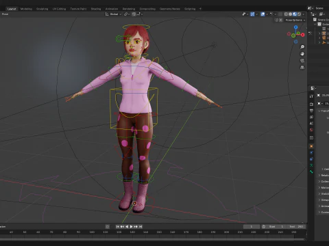 Sleepwear Pajama Outfit and Playful Pose Stylized 3D Cute 3D Model