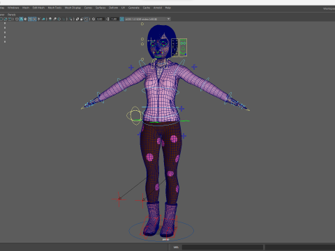 Sleepwear Pajama Outfit and Playful Pose Stylized 3D Cute 3D Model